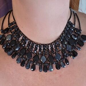 Chic Black Beaded Necklace